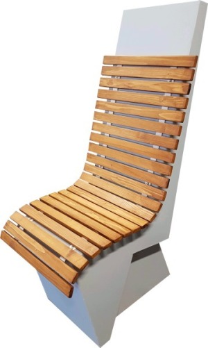 Krzesło miejskie z deskami : materiał beton architektoniczny wym.70x40x120 waga 300kg